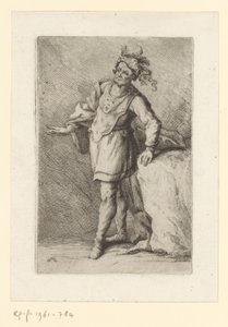 Guerrier debout avec un béret à plumes - Johann Elias Ridinger