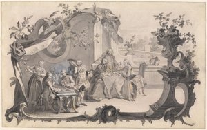 Une compagnie élégante jouant à des jeux de société - Johann Esaias Nilson