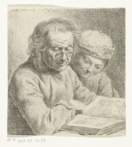 Homme et garçon lisant un livre - Johann Gottlieb Glume