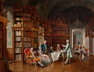 Scène de bibliothèque, fin du 19e siècle - Johann Hamza