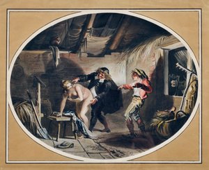 La jument de Compère Pierre (gravure et aquarelle) - Johann Heinrich Ramberg