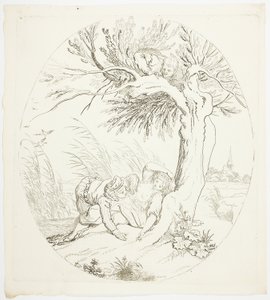 Homme inobservé espionnant des amants allongés - Johann Heinrich Ramberg