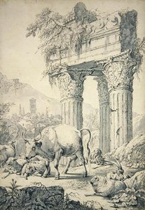 Vache dans un paysage campagnard