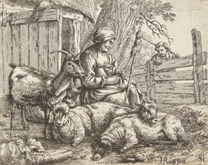Une fileuse - Johann Heinrich Roos
