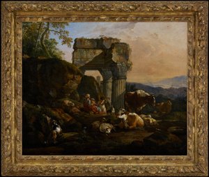 Paysage romain avec du bétail et des bergers - Johann Heinrich Roos