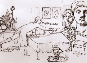 Johann Wolfgang Von Goethe dans sa maison sur la Via del Corso à Rome