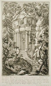 Temple dans un jardin, gravé par Jacob Andreas Fridrich - Johann Jacob (after) Schubler