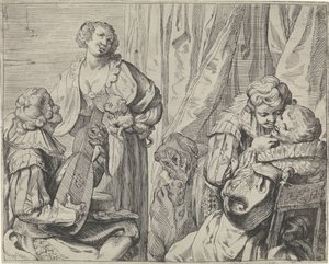 Jeunes amoureux et un fou dans un intérieur