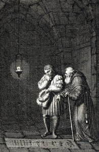 Empereur Charles IV (1346-1378) au tombeau de Widukind de Saxe à Enger, Allemagne en 1377 Gravure de Johann Michael Mettenleiter - Johann Michael Mettenleiter