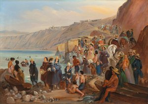 Baigneurs sur la plage de Chorillos, Miraflores, Lima
