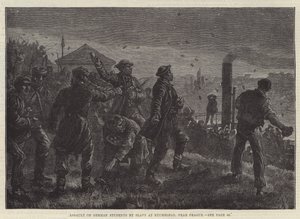 Assaut sur des étudiants allemands par des Slaves à Kuchelbad, près de Prague (gravure)