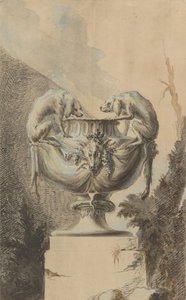 Conception pour un vase de jardin avec thème de chasse, vers 1740 - Johann Paul Egell