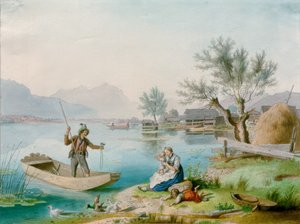 Famille de pêcheurs au Chiemsee - Johann Philipp Heinel