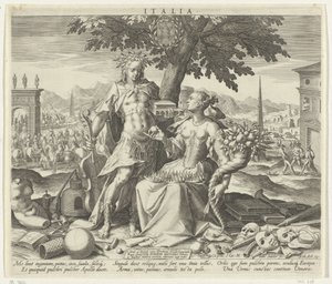 Italie, avec Vénus et Apollon (Allegories des pays européens) - Johann Sadeler (I)