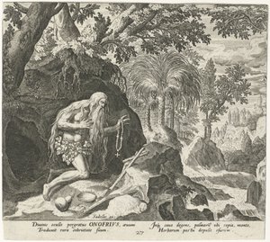 Onyphrius le Grand en ermite (Solitudo Sive Vitae Patrum Eremicolarum) - Johann Sadeler (I)
