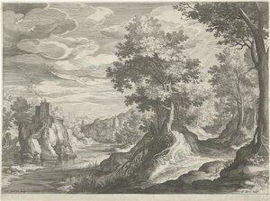 Paysage fluvial avec un château - Johann Sadeler (I)