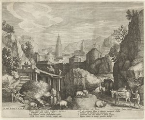 Paysage rocheux avec la fable de l