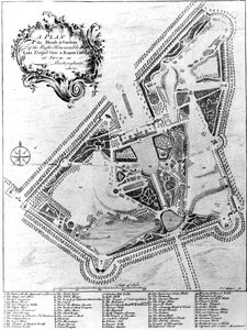 Plan de la maison et des jardins à Stowe, Buckinghamshire