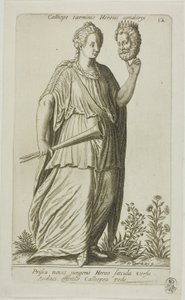 Calliope, Muse de la Poésie Épique, planche 12 de Parnassus Biceps - Johann Theodor de Bry