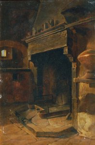 Intérieur avec cheminée
