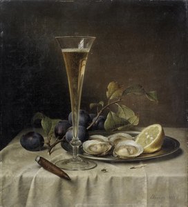 Nature morte avec champagne et huîtres