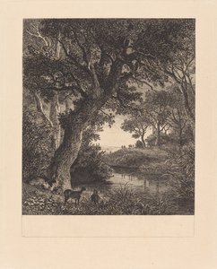 Chasseurs quittant une forêt