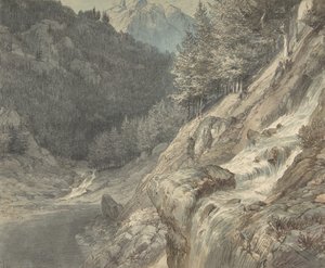 Paysage montagneux avec une rivière, 1807-63 - Johann Wilhelm Schirmer