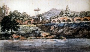 Rome - vue du Tibre, aquarelle de Goethe. XIXe siècle.