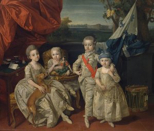 Prince Louis de Parme (1773-1803) avec ses trois aînés Caroline (1770-1804), Marie-Antoinette (1774-1841) et Charlotte (1777-1813)