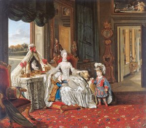 La reine Charlotte (1744-1818) et ses deux fils aînés