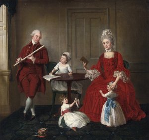 Rococo : Portrait de M. et Mme James Blew et leurs trois enfants dans un intérieur élégant