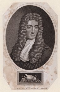 Robert Boyle, philosophe naturel et chimiste anglo-irlandais (gravure)