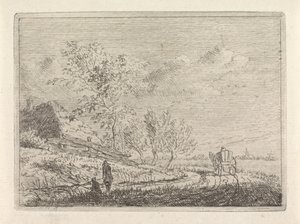 Paysage avec charrette et deux pêcheurs