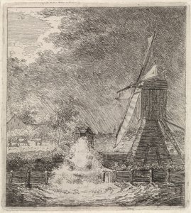 Paysage avec moulin à eau