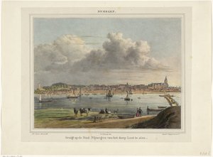 Vue de Nimègue depuis Lent. Nymegen