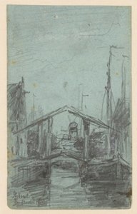 Vue de Dordrecht avec pont-levis - Johannes Gijsbert Vogel