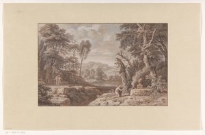 Paysage arcadien avec une scène de sacrifice