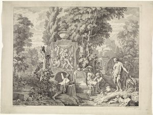 Paysage avec une fontaine et Diane et ses nymphes