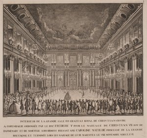 Ballet de cour dans la salle des chevaliers de Christiansborg lors du mariage de Christian VII avec Caroline Mathilde - Johannes Gottfred Bradt