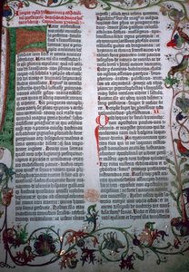 Une page de la Bible de Gutenberg, 15ème siècle