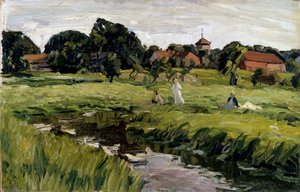 Enfants à un ruisseau