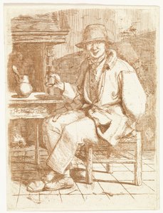 Homme riant avec un verre à la main - Johannes Huibert Prins