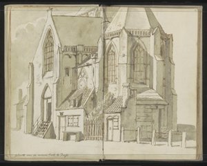 Vue latérale de la Nieuwe Kerk à Delft - Johannes Huibert Prins