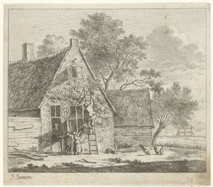 Ferme avec cour (Octobre, De twaalf maanden, De gecouleurde Teekeningen van de 12 Maanden)