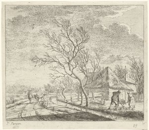 Paysage avec ferme et champ