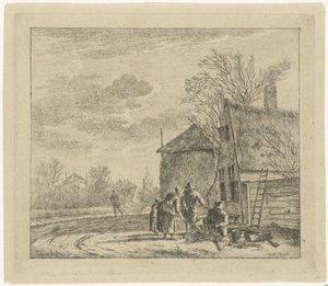 Paysage avec ferme et grange à foin - Johannes Janson