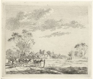 Paysage avec ferme et vaches