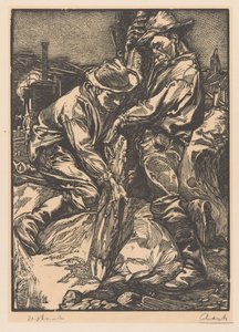 Travailleurs de la construction en train de pilonner - Johannes Josephus Aarts (signed by artist)