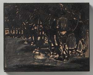 Un homme près des chevaux