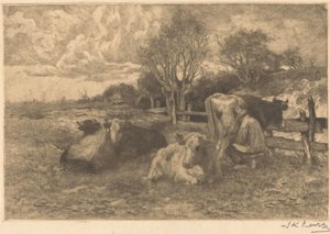 Paysage avec vaches